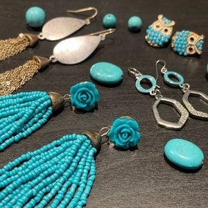 Earrings: Teal & Silver